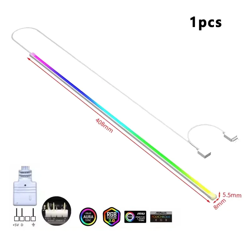 ตัวเลือกสินค้า แถบไฟ LED ARGB ยืดหยุ่น 40 ซม. ตกแต่งเคสคอม 5V 3PIN