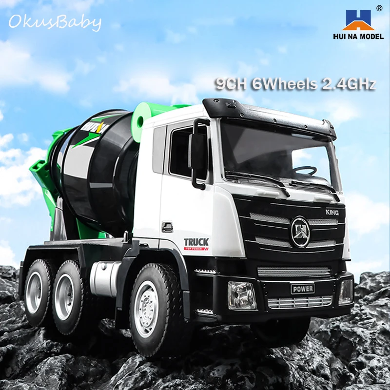 

1:18 Huina 9 Channels 2.4GHz 4WD Remote Control Mixer Truck Alloy Toy Model Sound Lights Engineering Car Vehicles 180° Mixing