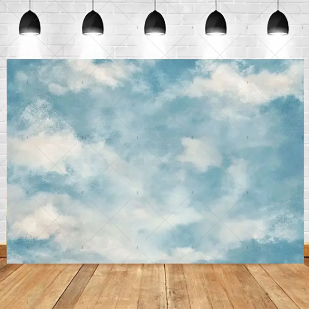 Dreamy Blue Sky and White Clouds Photography Backdrop for Wedding and Party Décor