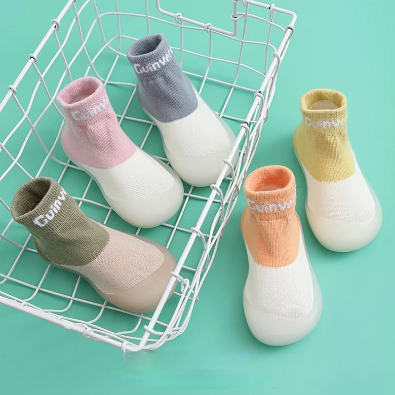Newborn Baby Crib Shoes Spring Socks Infant Soft Bottom Silicone Boys