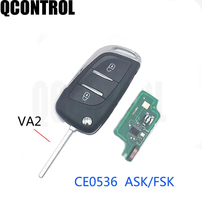 

QCONTROL Upgraded Car Remote Key 433MHz Fits for CITROEN C2 C3 C4 C5 Berlingo Picasso ID46 (CE0536 ASK/FSK, 2 Buttons VA2)