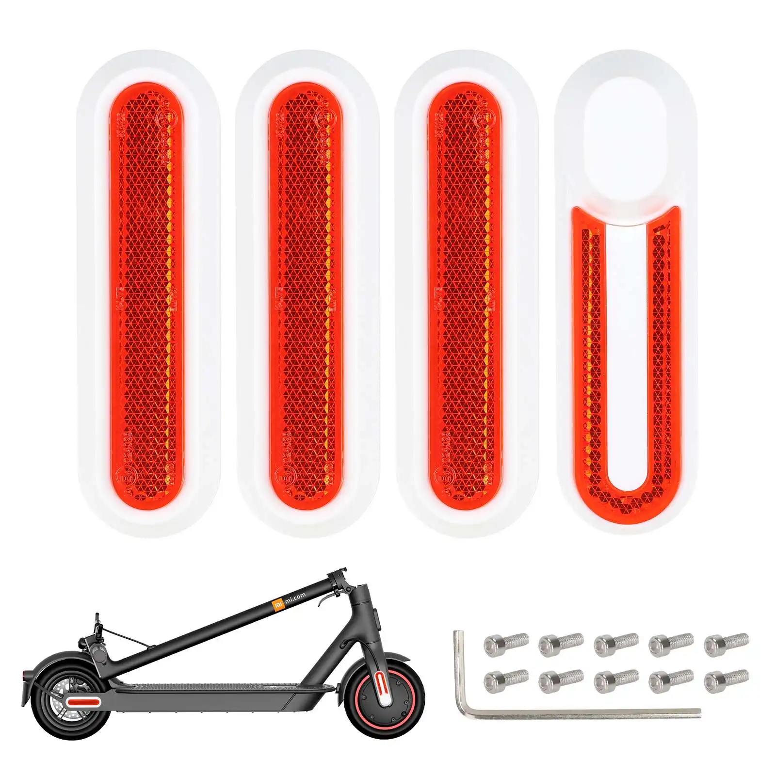 4 Pièces Caches Plastique Roue Avec Bande Réfléchissante Pour Xiaomi M365/ Pro/Pro2/Essential 1S Housse De Roue Latérale Et Stickers De Pièces De Rechange Pour Trottinette (jaune