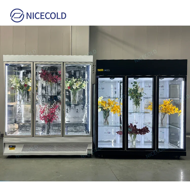 Fresh Flower Preservation Cabinet Three Glass Door Flower Cabinet Floral Display Cooler