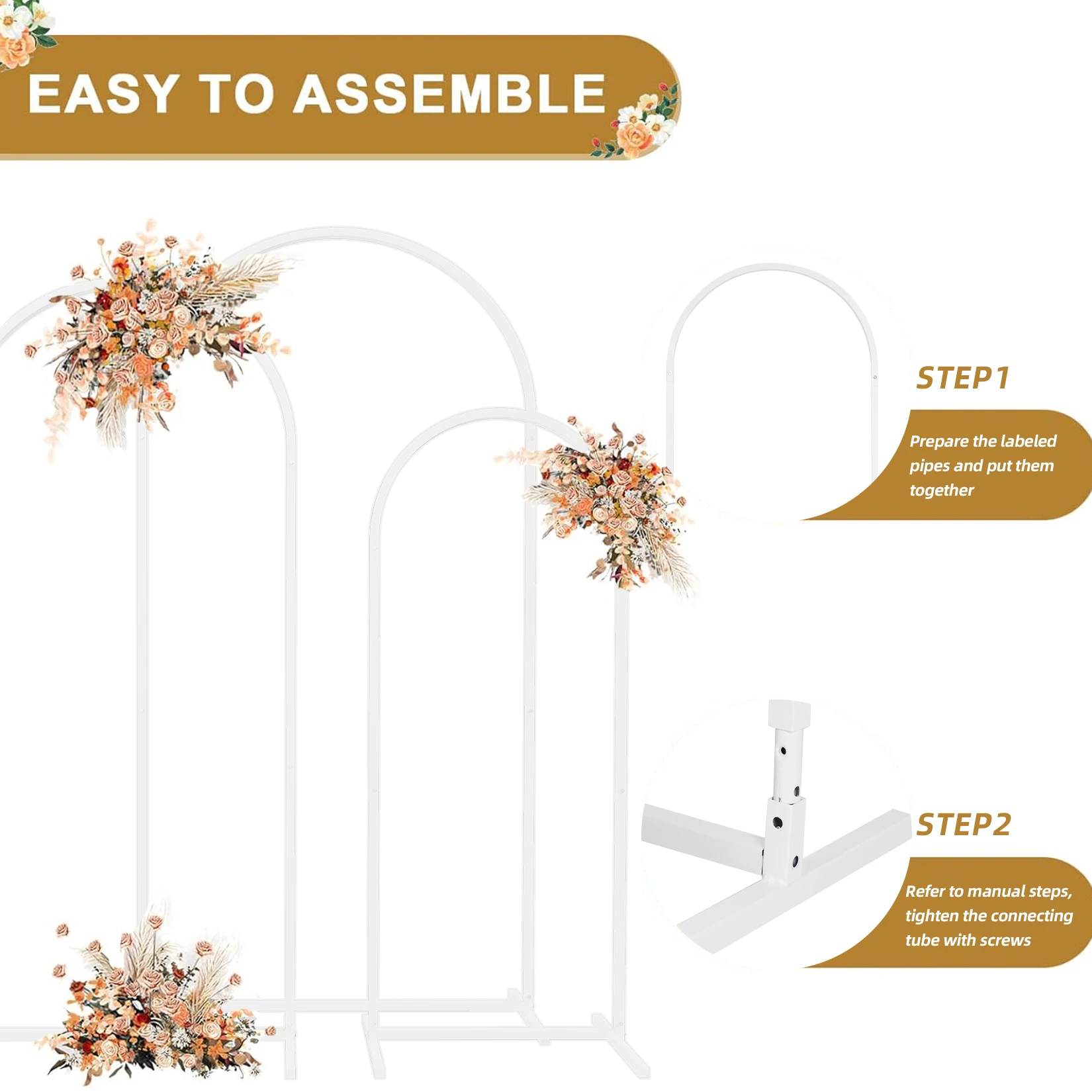 Set of 3 Wedding Arch Balloon Frame Metal Backdrop Stand Garden Floral Arch Deco wedding arch stand wedding arch set party arch set