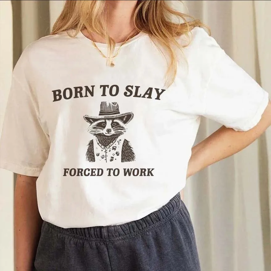 

Футболка с принтом "Born to Slay Meme", женские Забавные футболки с графическим принтом «умственное здоровье», унисекс, винтажные Модные топы, футболки с коротким рукавом