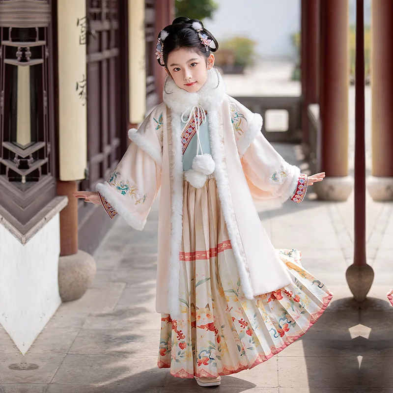 

Hanfu Girls' Winter New Original Tang Dynasty New Year Greeting Dress Girls' Furnished Ancient Chinese Style Princess Dress