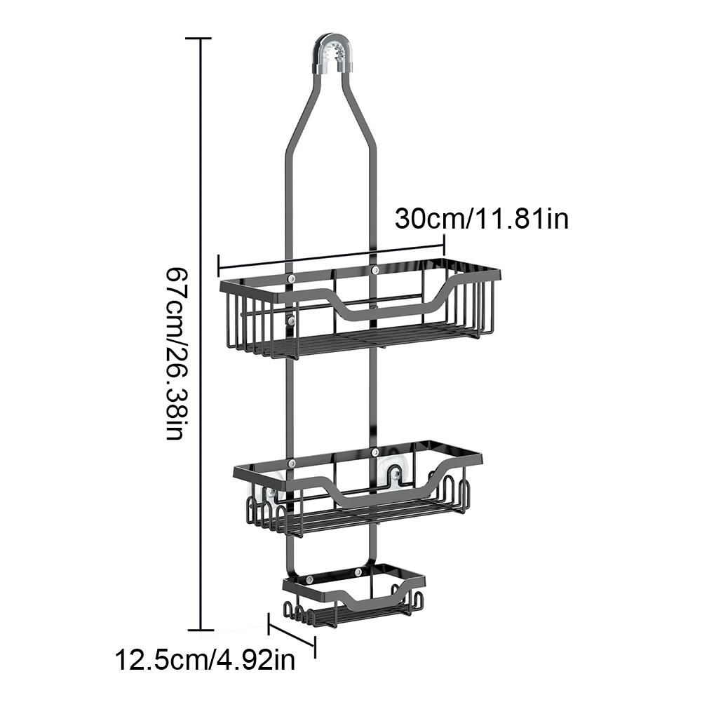 Shower Caddy Organizer Hanging Shower Organizer Multi-Function Shower Organizer Rack 3-Tier with Hooks for Soap Shower Sponge 6