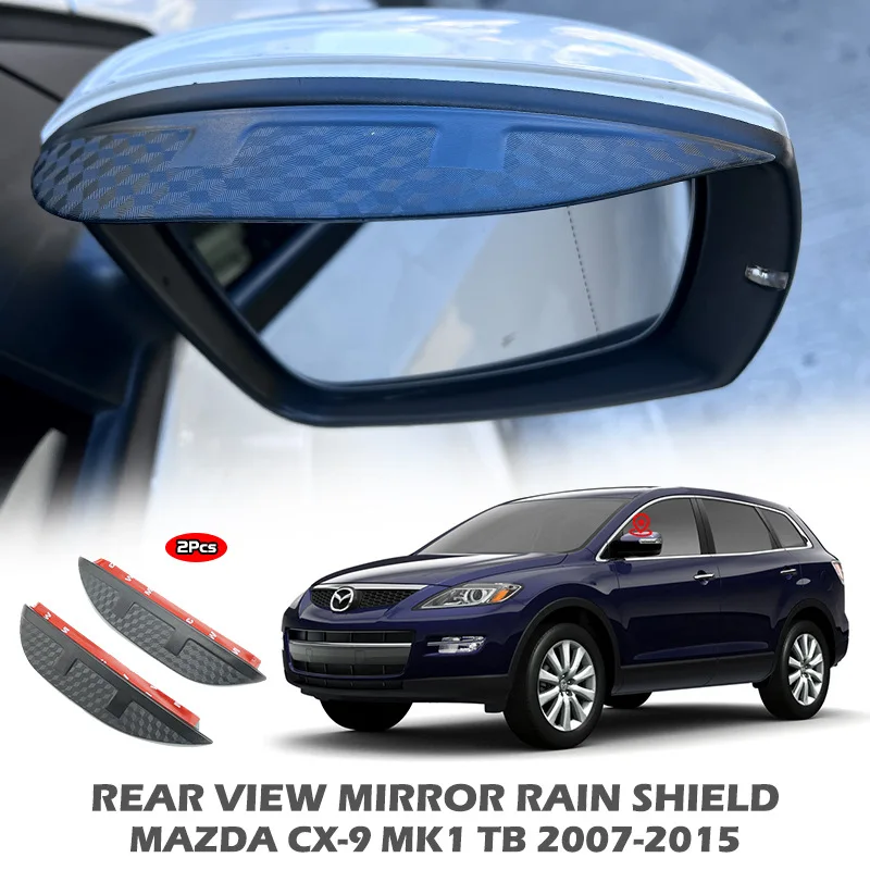 

For Mazda CX-9 CX9 TB TC 2007-2023 Inflexible Acrylic Car Rear view Mirror Eyebrow Rain Gear Shield Anti-rain Cover Gutters