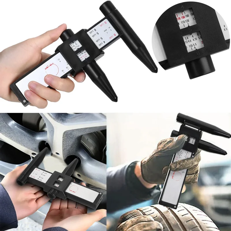 Wheel Rim Bolt Pattern Sliding PCD Measuring Tool Gauge Ruler 8 Holes PCD Ruler Lugs Hub Pitch Measurement Tool 2