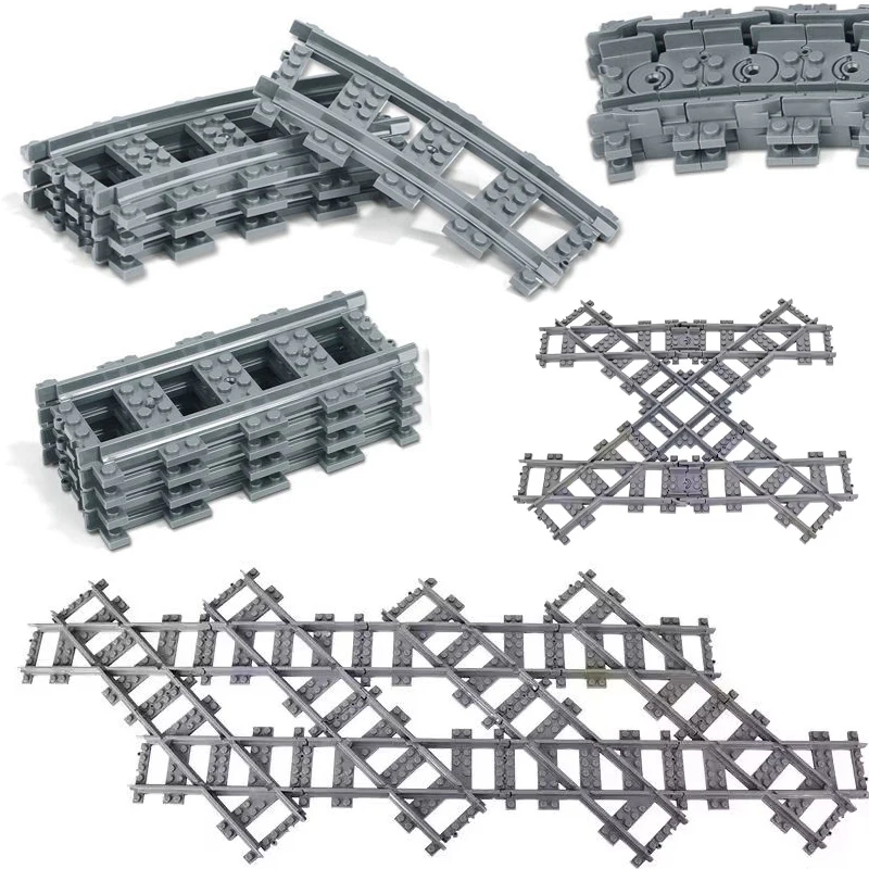 100PCSHIGHTECHUrbanTrainTrackAccessoriesStraightCurvedTrack