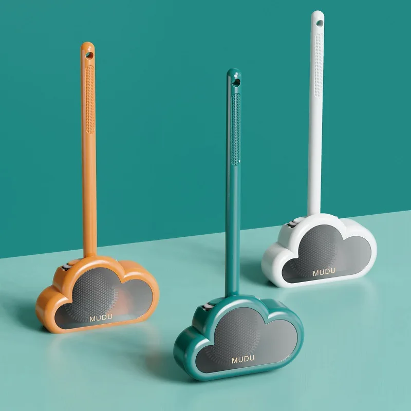 

Cloud Toilet Brush No Dead Corner Household Toilet Brush Wall Hanging Long Handle Silicone Brush Bathroom Cleaning Supplies
