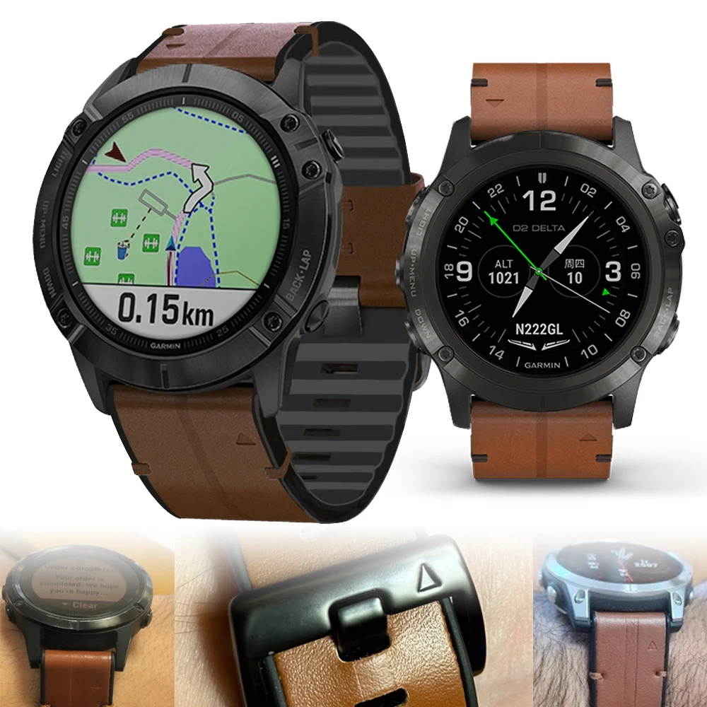 

Ремешок кожаный для Garmin Enduro 2 Band Fenix 7 7X 6 6X Pro 5X Plus/Mk2/Epix/D2 Delta PX, 22 26 мм