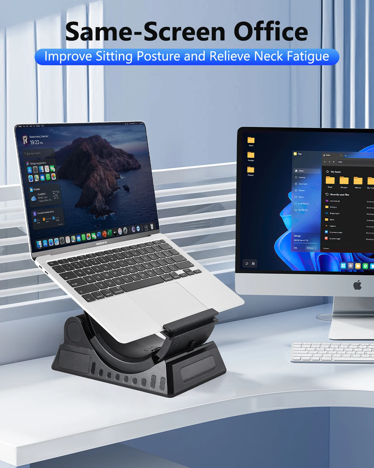 Eary 휴대용 노트북 스탠드(책상용) 0-53 ° 노브로 각도 조절 가능, 17.3인치 미만의 기기, 아이패드, 태블릿, 노트북, 맥북에 호환 가능