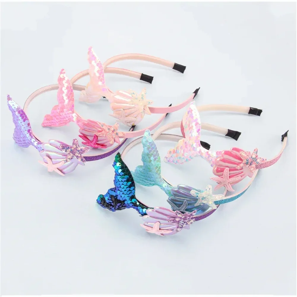 Girls Hairbands Mermaid Headwear Color Sequin Shells Hair Accessories Photo Prop Party Favors hair accessory,hair headdress