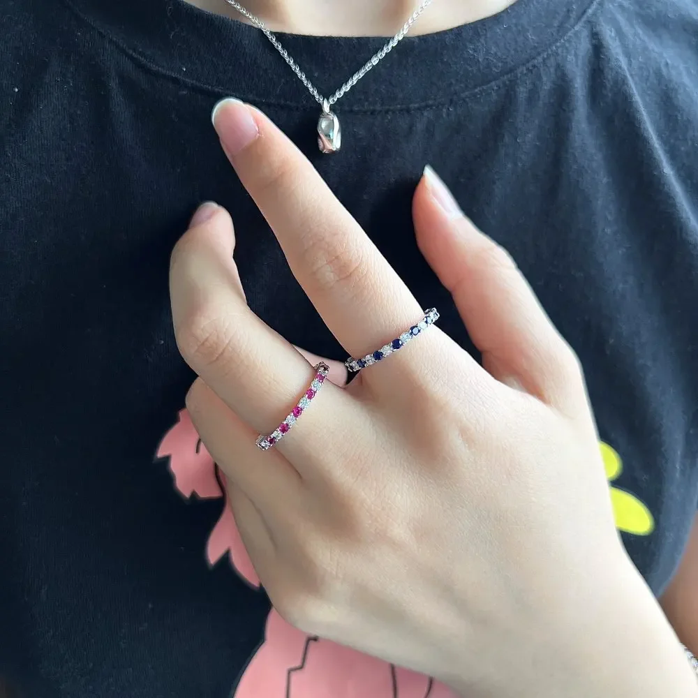 여성을위한 Trumium  반지 사파이어 루비 큐빅 지르콘 컬러 보석 Boho 웨딩 약혼 반지 쥬얼리