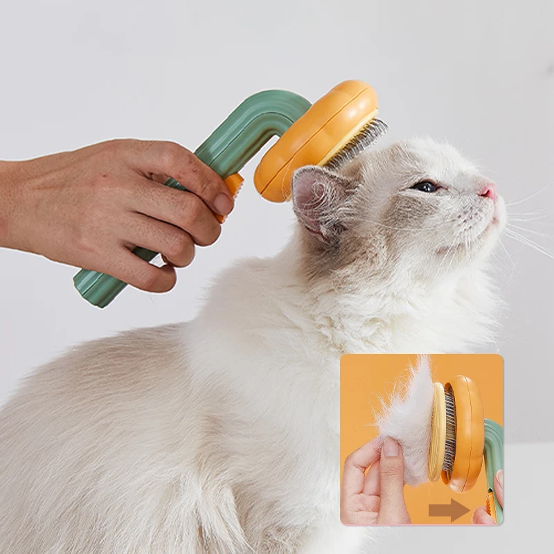 

Pumpkin Pet Brush, Self Cleaning Slicker Brush for Shedding Dog Cat Grooming Comb Removes Loose Underlayers and Tangled Hair