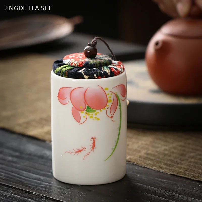 Chinese Ceramic Tea Jar Sealed Tea Storage Tin Portable Moisture-proof Pu 'er Tea Box Tradition Tea Accessories Coffee Container