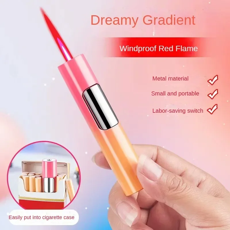 Butane Gas Lighter Cigarette Lighter Portable Luminous Torch Lighter Gas Jet Windproof Cigarette Cigar Lighter Refill Butane Pen Spray Gun Metal Man Gift