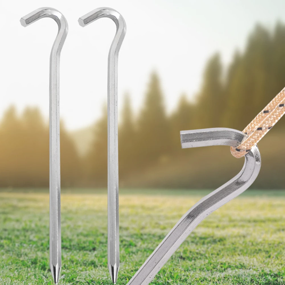 Tent Pegs 20Pcs Tent Pegs Hexagon Rod Aluminum Alloy Tent Stakes Pegs Hook Pitching Camping Canopies