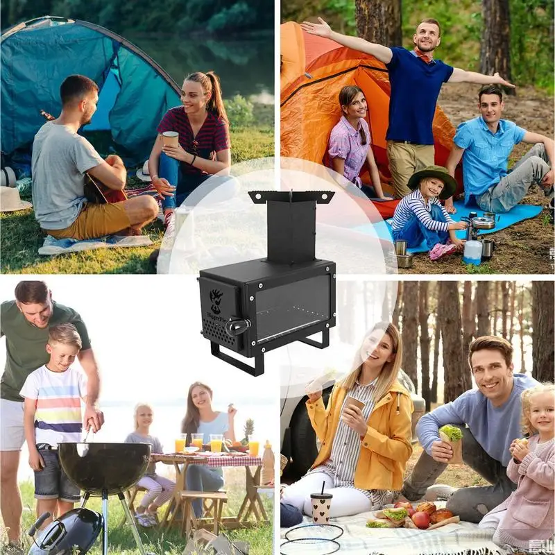 Hot Tent Stove Portable Wood Burning Stove With Chimney Pipe Camping Wood  Stove For Tent Heating u0026 Cooking Hot Tent Stove For - AliExpress
