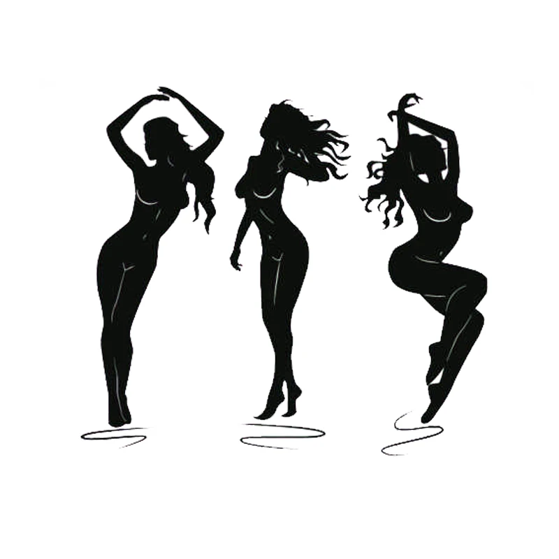 

Sexy Attractive Woman Dancing Car Stickers Personalized Vinyl Car Decorative Accessories Black/Silver,15.5*14.1CM