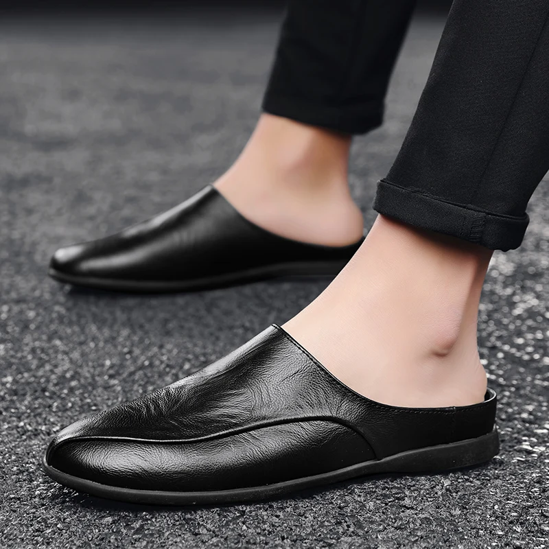 

Туфли мужские из натуральной кожи, итальянские полуботинки, роскошные брендовые дышащие, без застежки, лоферы, Роскошные, ручная работа, черные