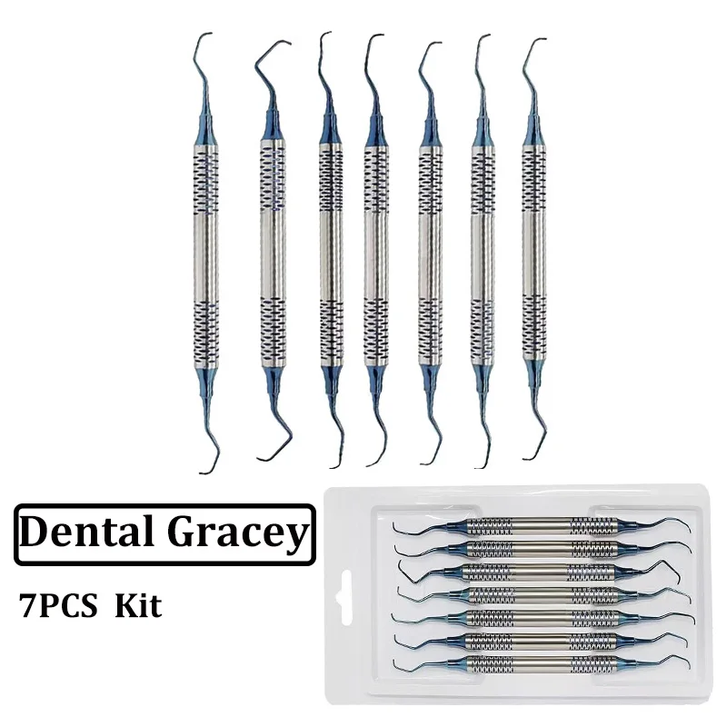 7Pcs Dental Teeth Scaler Cleaning Periodontal Gracey Curette Curettes Bone Curettes Perio Scalers Oral Care Tool Teeth Whitening