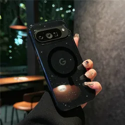 Glitter Clear Candy Magnetic Case with Starry Sky Design for Pixel 11 (Black)