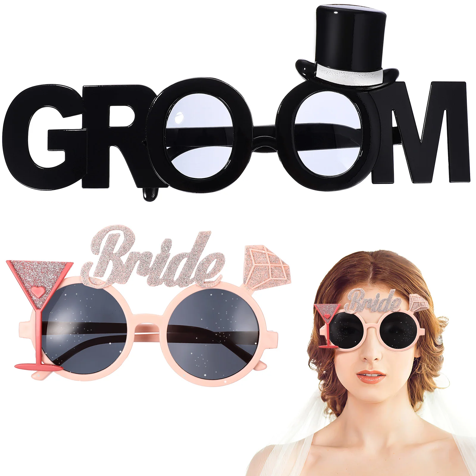 Bride Groom Funny Eye Glasses Bachelorette Party Eye Glasses Photo Props Wedding party Decoration Bridal Shower favors handheld photo props