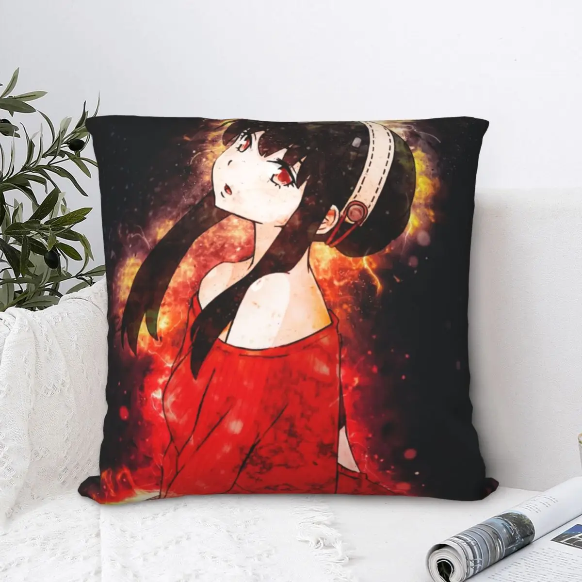 

Yor Forger Spy X Family Anime Square Pillowcase Polyester Pillow Cover Velvet Cushion Zip Decorative Comfort Throw Pillow Sofa