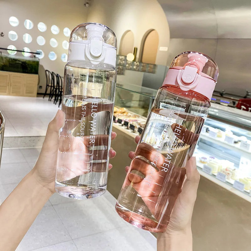 

780ml Plastic Water Bottle Portable Sports Tea Coffee Cup Kitchen Tool Children Student Water Bottle Transparent Frosted Cup