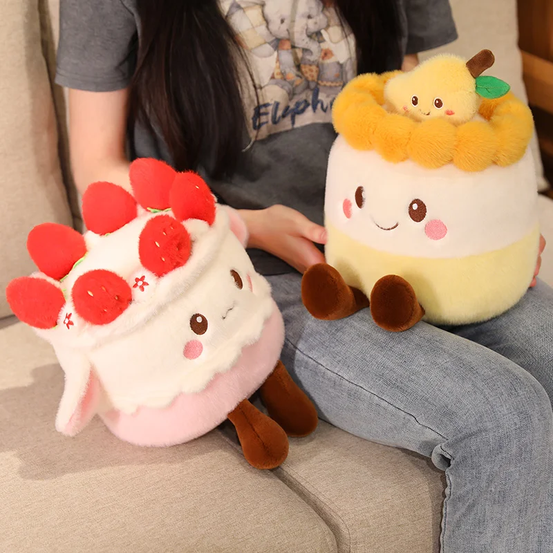 Hot Cartoon Fruit Cake Plush Doll Pillow Strawberry Blueberry Mango Chocolate Cake Plush Toy Home Decoration Gift For Children