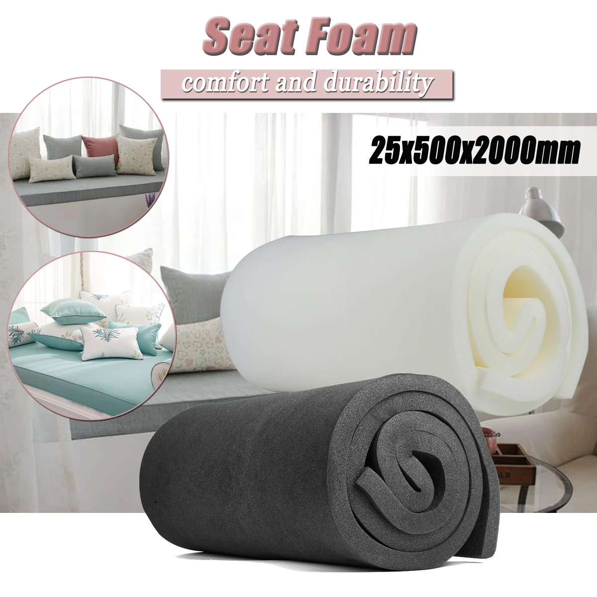 1pcs 200x50cm High Density Sofa Seat Foam Cushion Sheet Replacement Upholstery Pad Cushion Pad 2