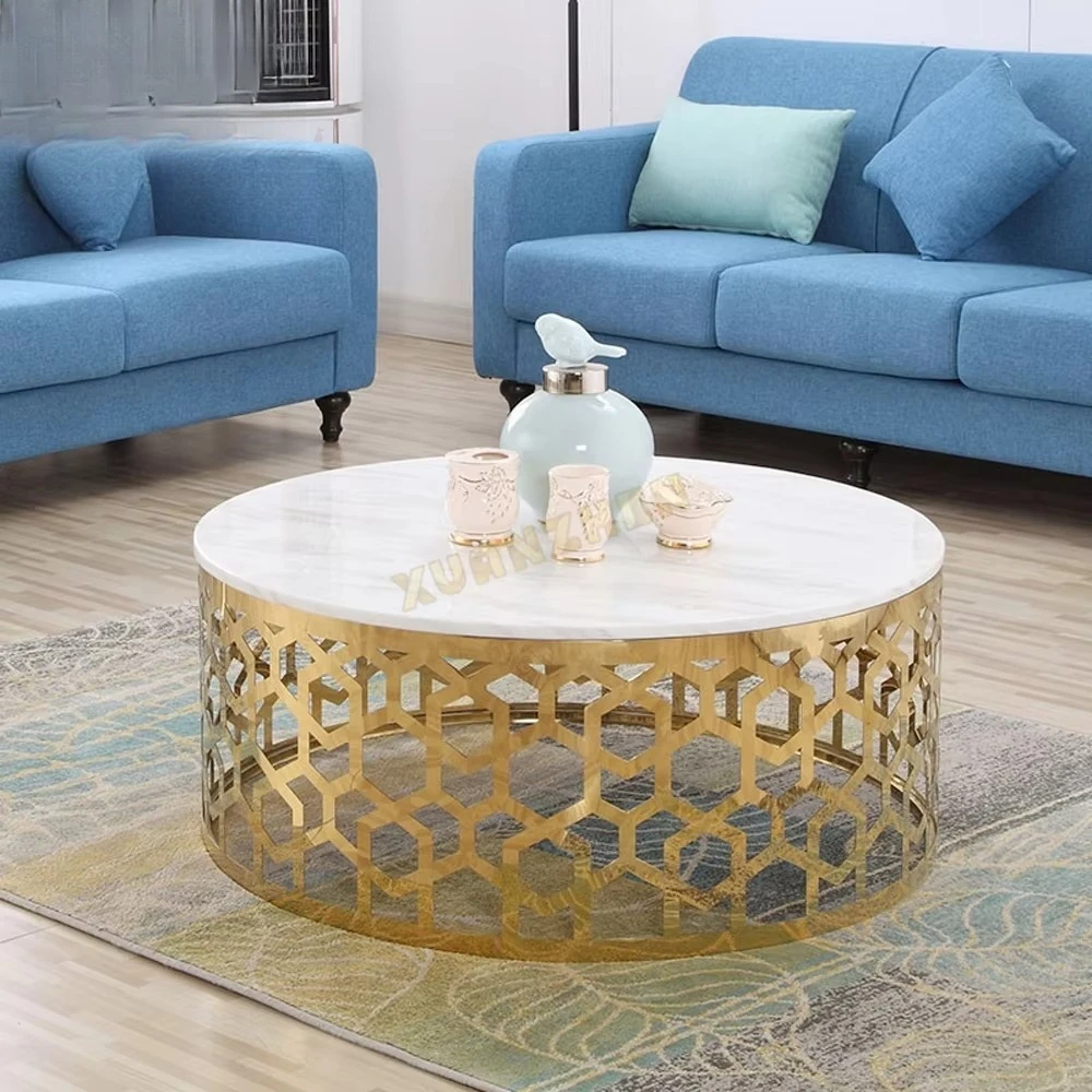 Stainless steel Foshan furniture coffee table marble luxury coffee table