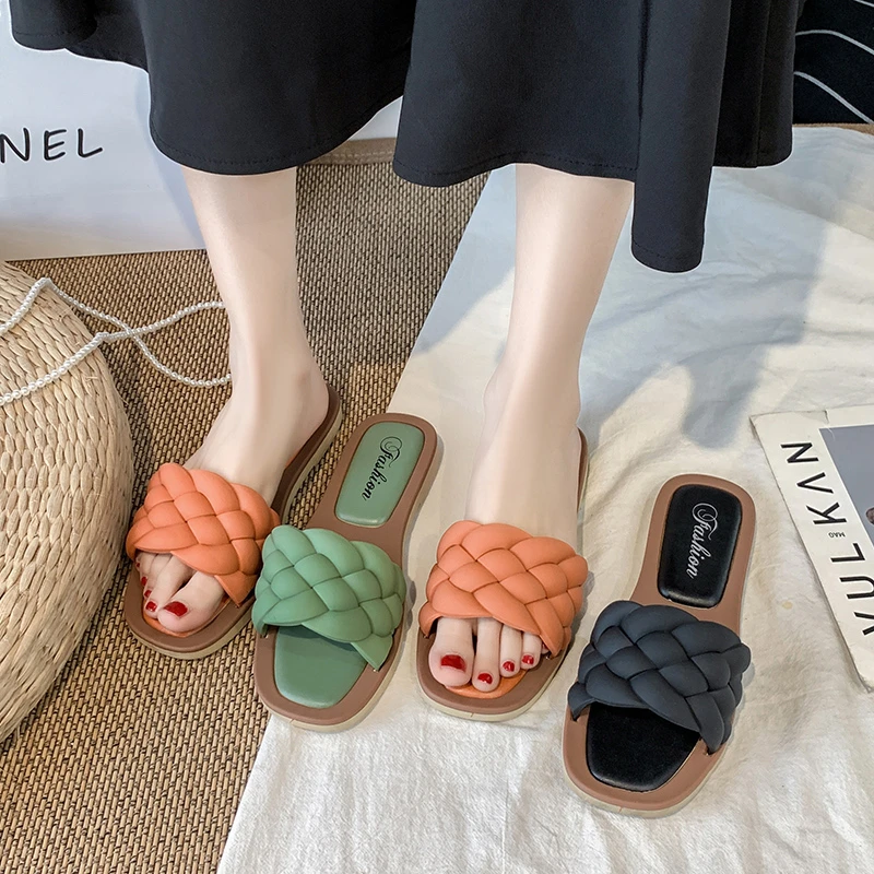 Gevlochten Vrouw Sandalen Lederen Designer Luxe Sandalen Flip Flop Vrouwen  Hoge Kwaliteit Dames Slippers Zomer Schoenen Sandalias|Slippers| -  AliExpress
