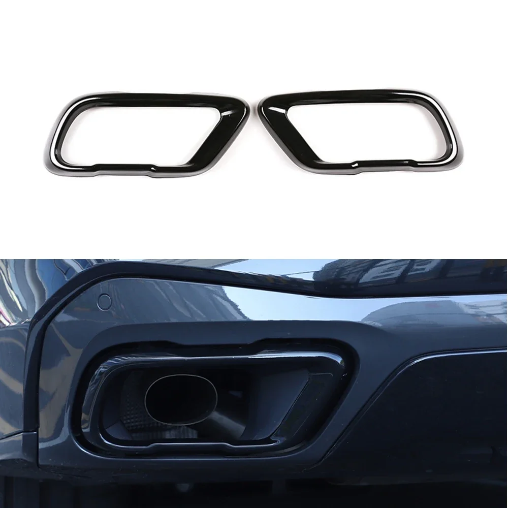 Yubao 자동차 테일 머플러 배기 파이프 출력 커버, 광택 블랙, 자동차 장식, BMW X5 G05 X7 G07 2019-21, 세트당 2 개