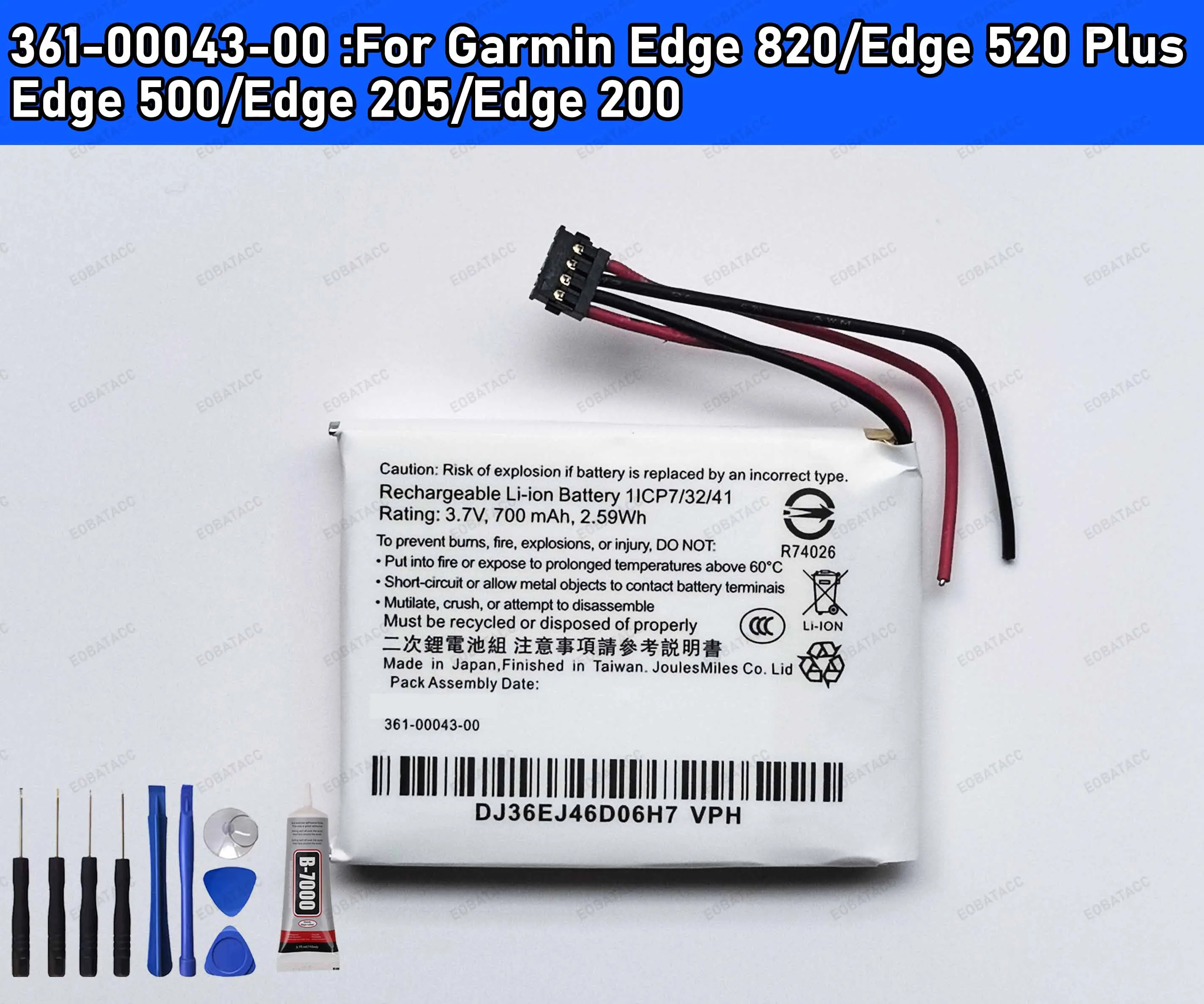 CELLONIC 1x Batterie pour GPS/Navigation Compatible avec Garmin Edge 520, Edge 820, Edge 200, 361-00043-00 - (600mAh, 3.7V