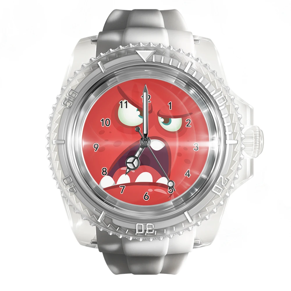 

New transparent silicone watch art cartoon animation expression watch men's and women's watches fashion quartz Wrist Watch