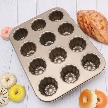 12 Cavities Muffin Custard French Carbon Steel Non-Stick Cake Pan Baking Tool Canele Mold Cannele Mould