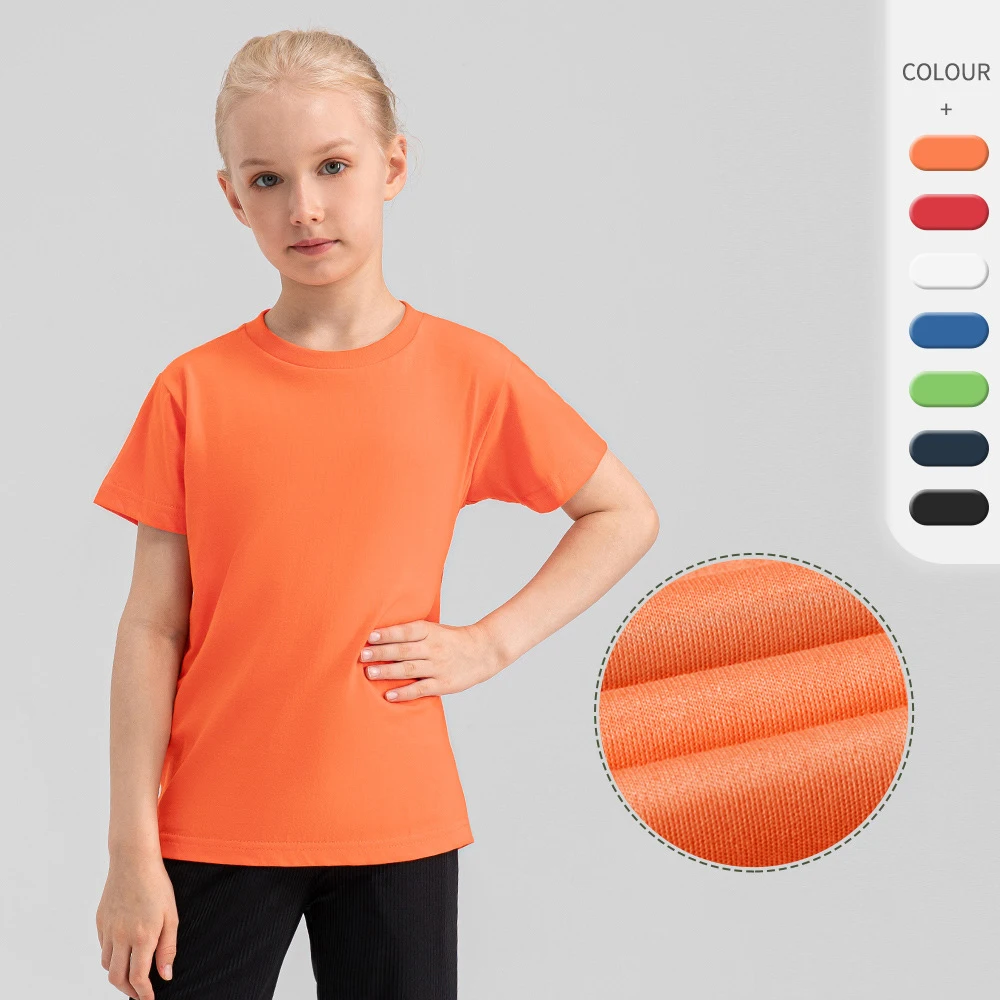 

Детская Хлопковая Спортивная футболка свободного кроя для мальчиков и девочек, дышащие впитывающие пот уличные топы для баскетбола, бега, тренировок, фитнеса