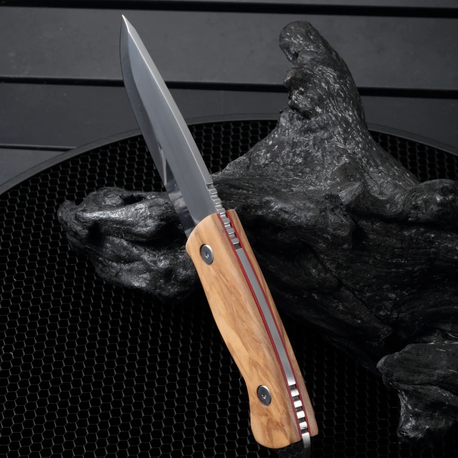 High-Density Stainless Steel Fruit  Meat Knife - Olive Wood Handle