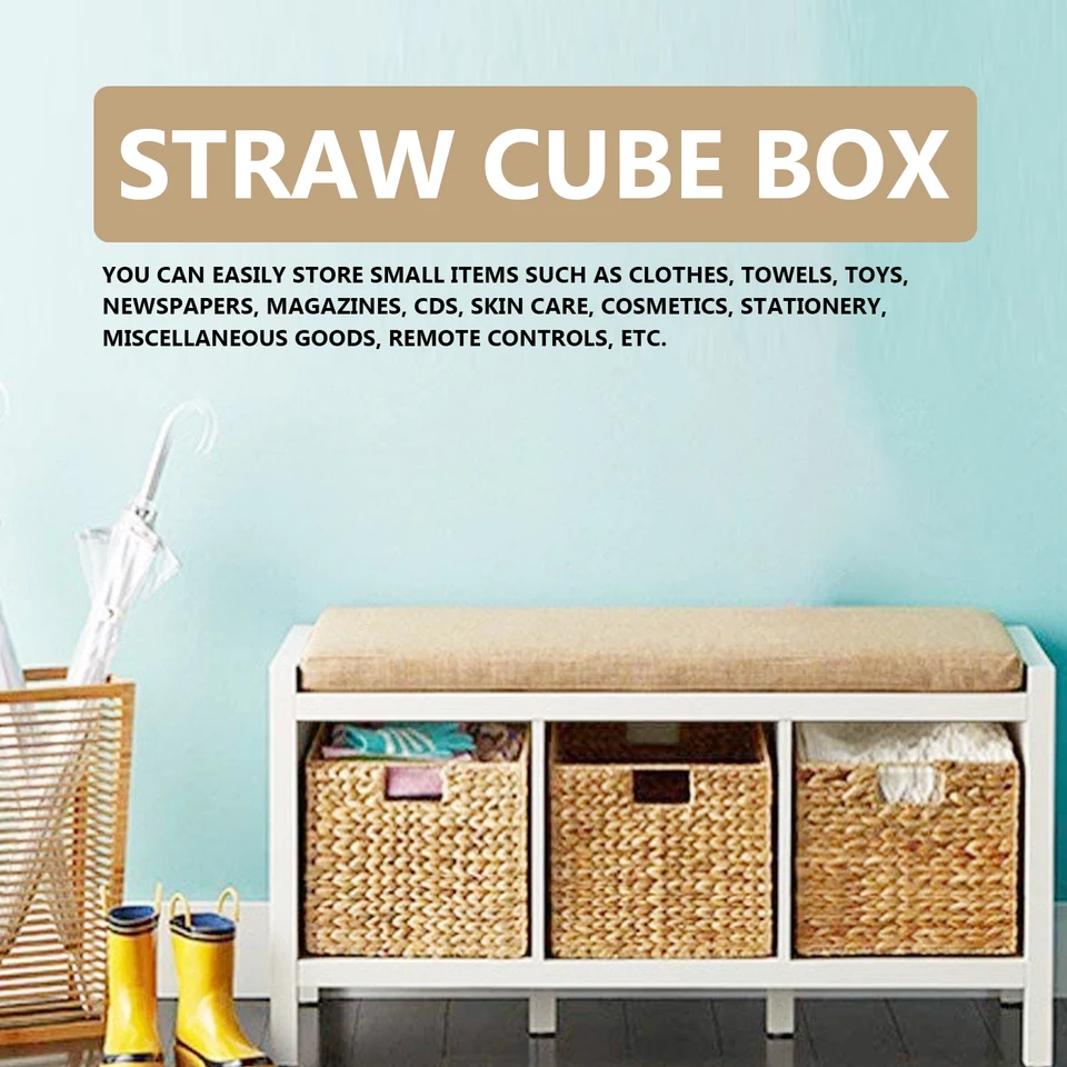 Wicker Storage Box Cube Storage Baskets Woven Shelf Basket