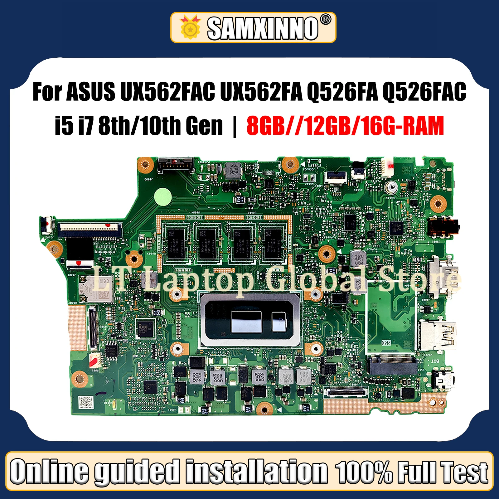 Ноутбук LT UX562FAC Материнская плата Asus ZenBook Flip UX562FA Q526FA Q526FAC Материнская Плата ЦП I5 I7 8-го 10-го поколения 8 Гб 12 Гб 16 Гб ОЗУ