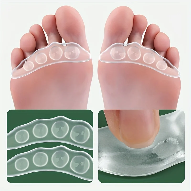 2 Pairs Silicone Forefoot Pads for Women, Non-Slip Insoles Stickers for High Heels and Anti-Flip Sandals, Self-Adhesive Unscente