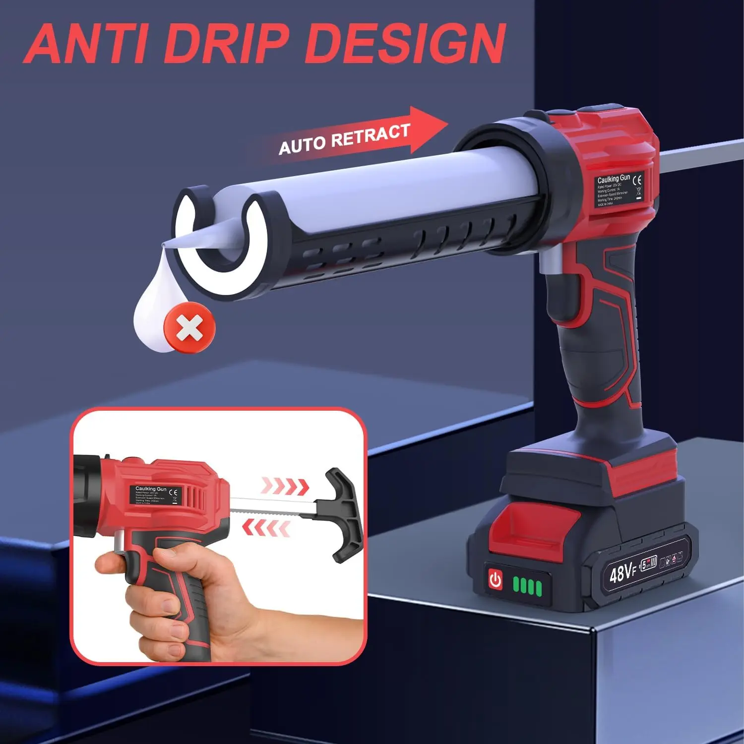 Cordless Caulking Gun Caulking Tool Gun Cordless Caulking Gun Electric Caulking Gun No Drip Caulk Gun Caulk Gun For 10 Oz Tube 4