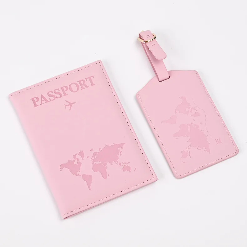 

Color Change PU Map Pattern Passport Covers Ticket Clip Luggage Tag Passport Holder Set ID Credit Card Holder Travel Accessories