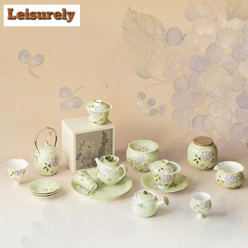 Hand-painted Hydrangea Teacup Luxury Tea Bowl Single Cups Tea-tasting Fragrance Cup Chazhan Master Cups Tea Ceremony Ornaments