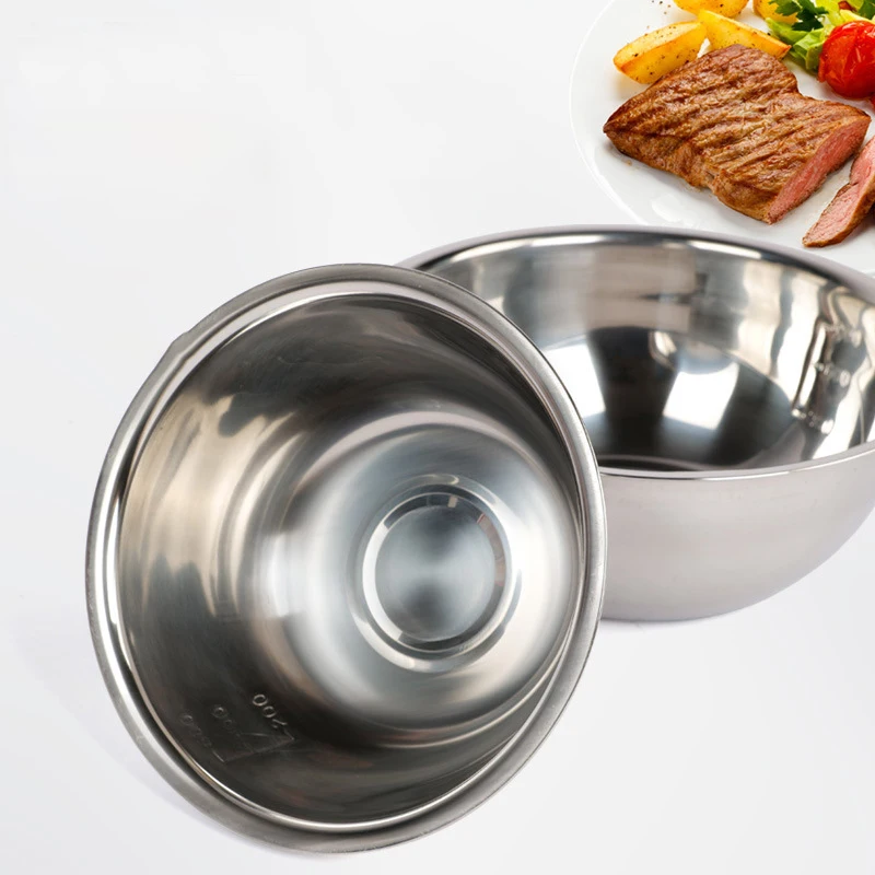 Stainless Steel Bowl Scaled Mixing Whisking Knead Dough Salad Cooking Baking Container Kitchen Supplies 16Cm/20Cm/22Cm