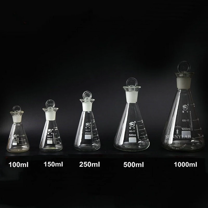 1Pcs 50ml to 1000ml Glass iodine flask conical flask Standard caliber High borosilicate GG-17 GLASS Iodine measuring bottle