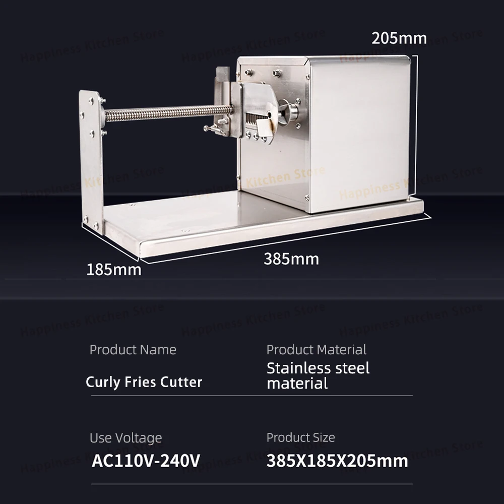 Electric Potato Cutter, Potato Curly Fries Cutting Machine, Automatic Vegetable Processor With 3 Blades